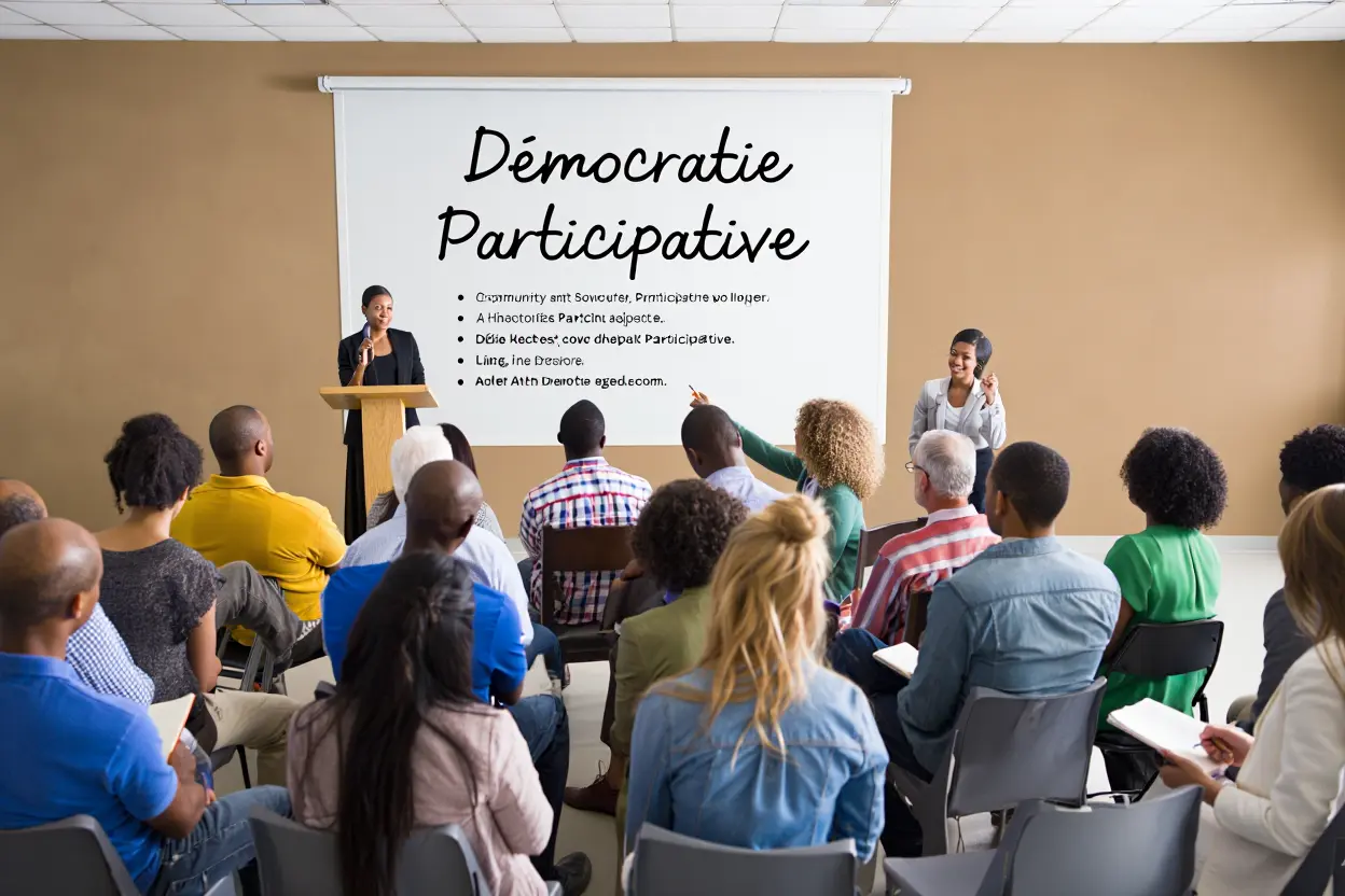 Citoyens participant à une consultation en ligne sur une plateforme numérique